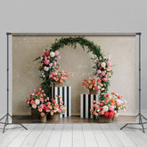 Aperturee - Aperturee Floral Plant Circular Arch Sweet Wedding Backdrop